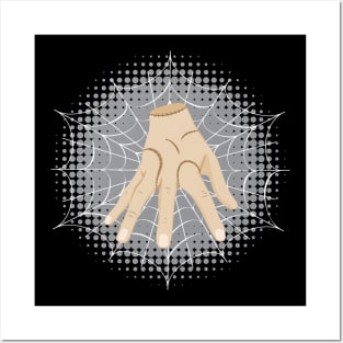 Zombie hand in spider web Posters and Art